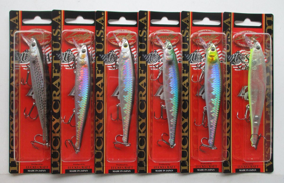6) Lucky Craft Flash Pointer 115 Suspending Jerkbaits (6 diff MS Shad  Colors, 9/16 oz each)