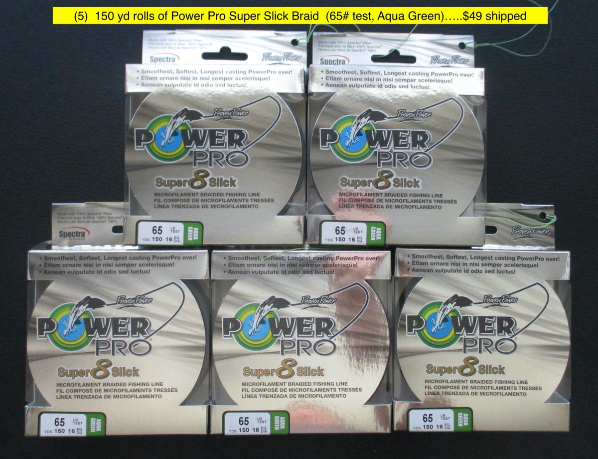 (5) 150 yd Rolls of Power Pro Super Slick 8 Braided Line (All 65 test
