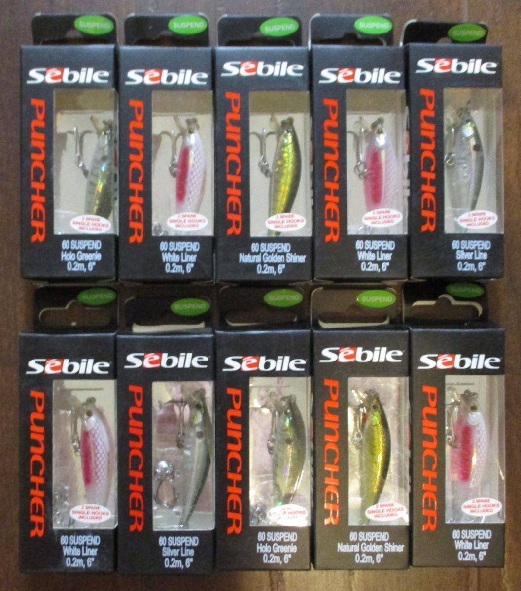 (10) Sebile Puncher 60 Suspending Jerkbaits (5 diff colors, 60mm, 1/8 oz)