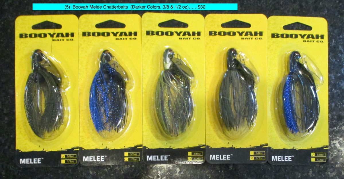 5) Booyah Melee Chatterbaits (Darker Colors, 3/8 and 1/2 oz)