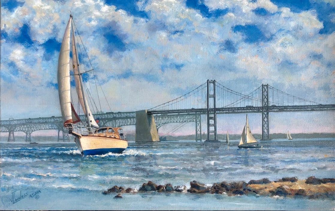 sailboat and bridge