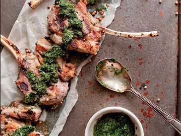 Grilled Lamb Chops with Rosewater Mint Sauce