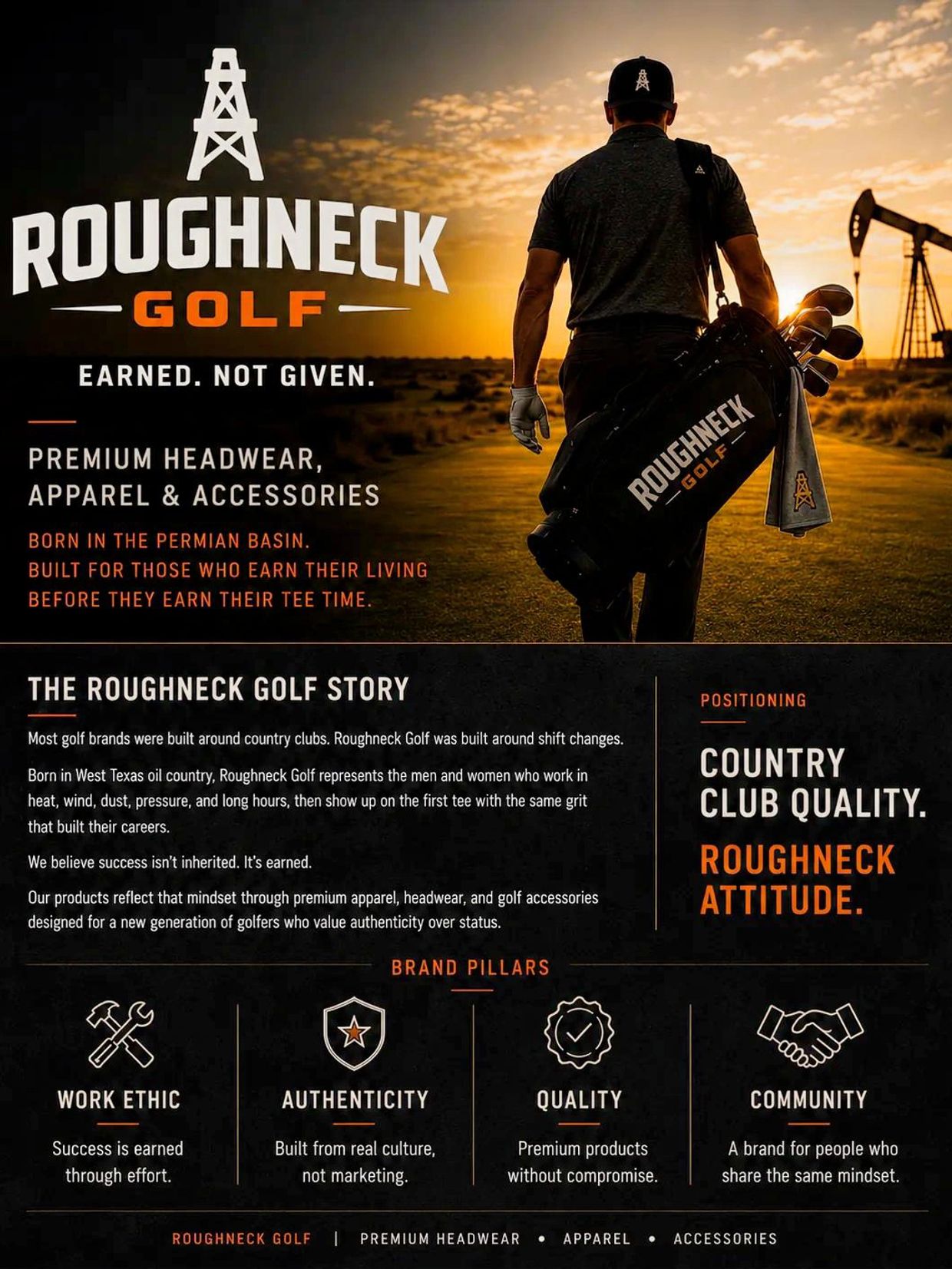 Roughneck Golf premium golf apparel and accessories with a rugged work ethic.
