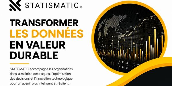 Publicité pour STATISMATIC et la transformation durable des données.