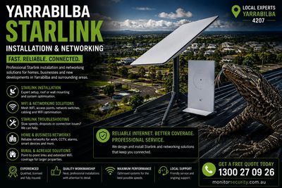 Professional Starlink Installations, CCTV cameras, alarm systems  installed in Yarrabilba 4207 