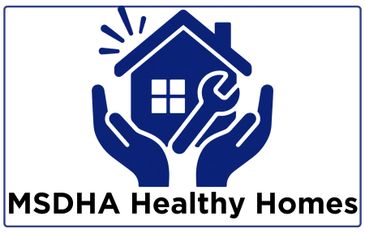 Logo of MSDHA Healthy Homes with hands holding a house and a wrench.