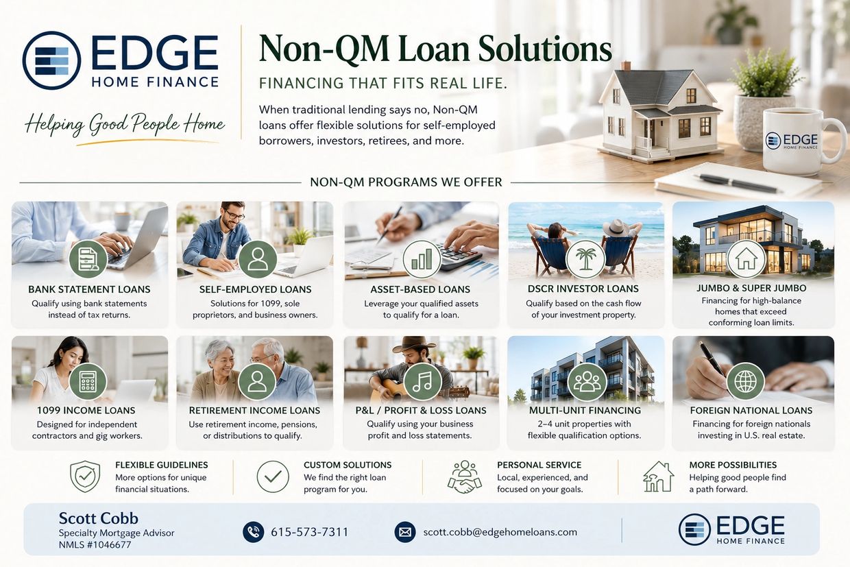 Edge Home Finance offers flexible Non-QM loan solutions for diverse borrowers.