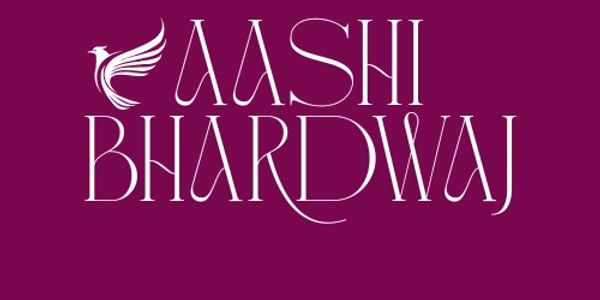 Logo of Aashi Bhardwaj with a stylized bird on a maroon background.