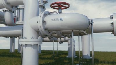 Hydrogen supply pipeline system outdoors.
