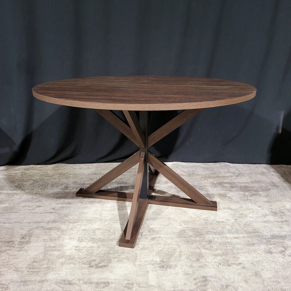 Modern Round Dining Table with X Base