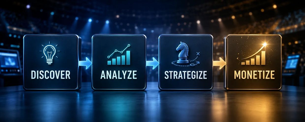 Four bullet points of FutureTix:  Discover, Analyze, Strategize & Monetize