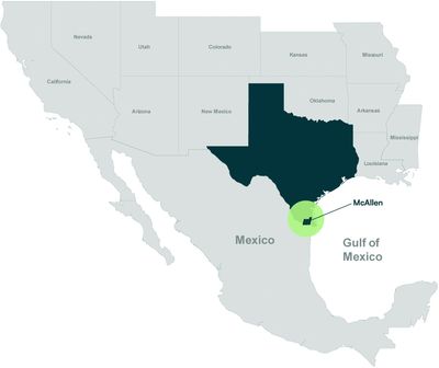 McAllen TX map in Texas. Karr Tech Solutions services McAllen and surrounding cities. 