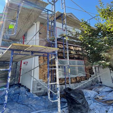 Exterior Water Damage from Improper Stucco, stucco Restoration. Exterior Remodel, Twin Cities Metro