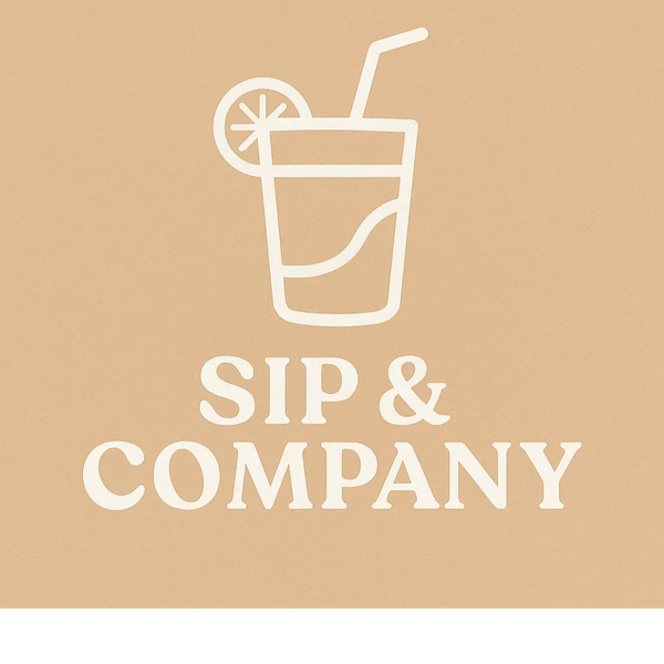 Logo of Sip & Company featuring a drink with a straw and lemon slice.