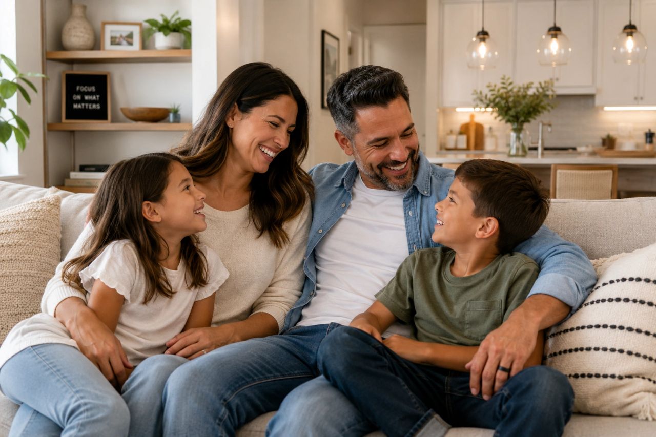 Family spending time together at home