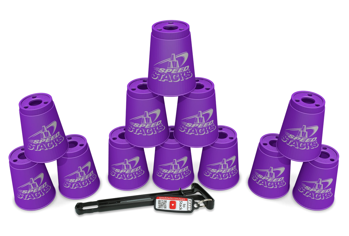 SET OF 12 ROYAL PURPLE SPEED STACKS CUPS WITH FRICTION STEM