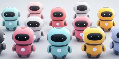 A group of AI generated colourful mini robots
