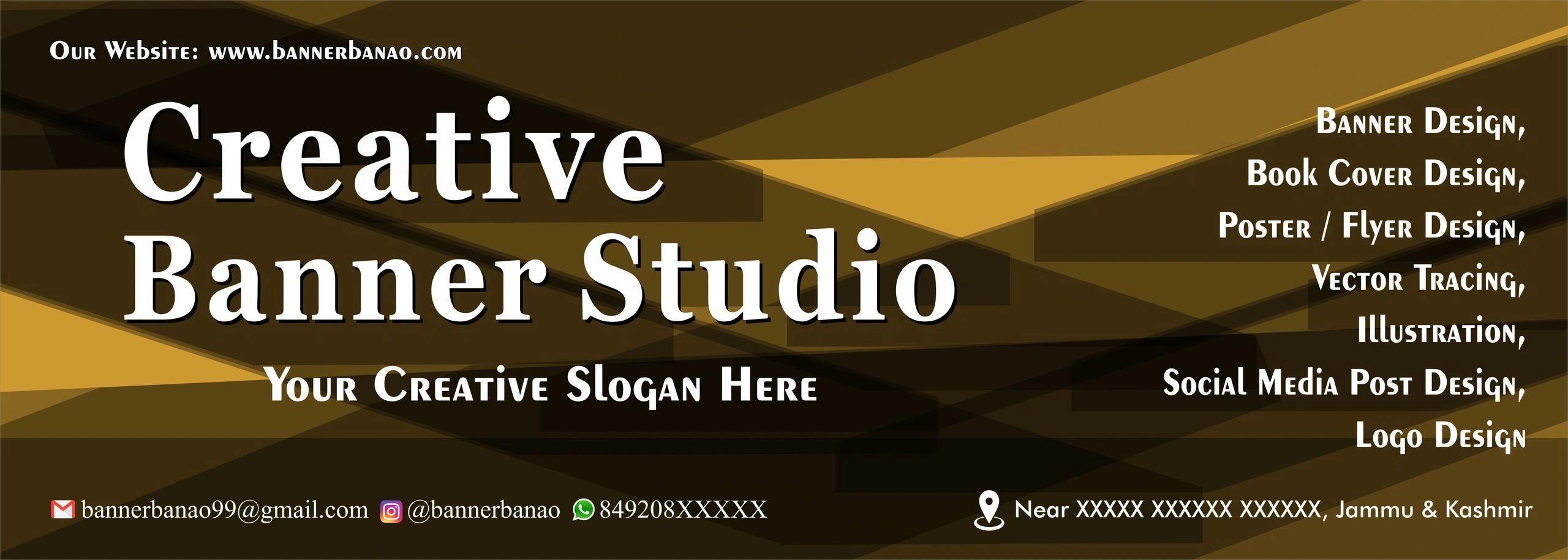 Golden mustard geometric banner design template for business branding, advertising & promotions