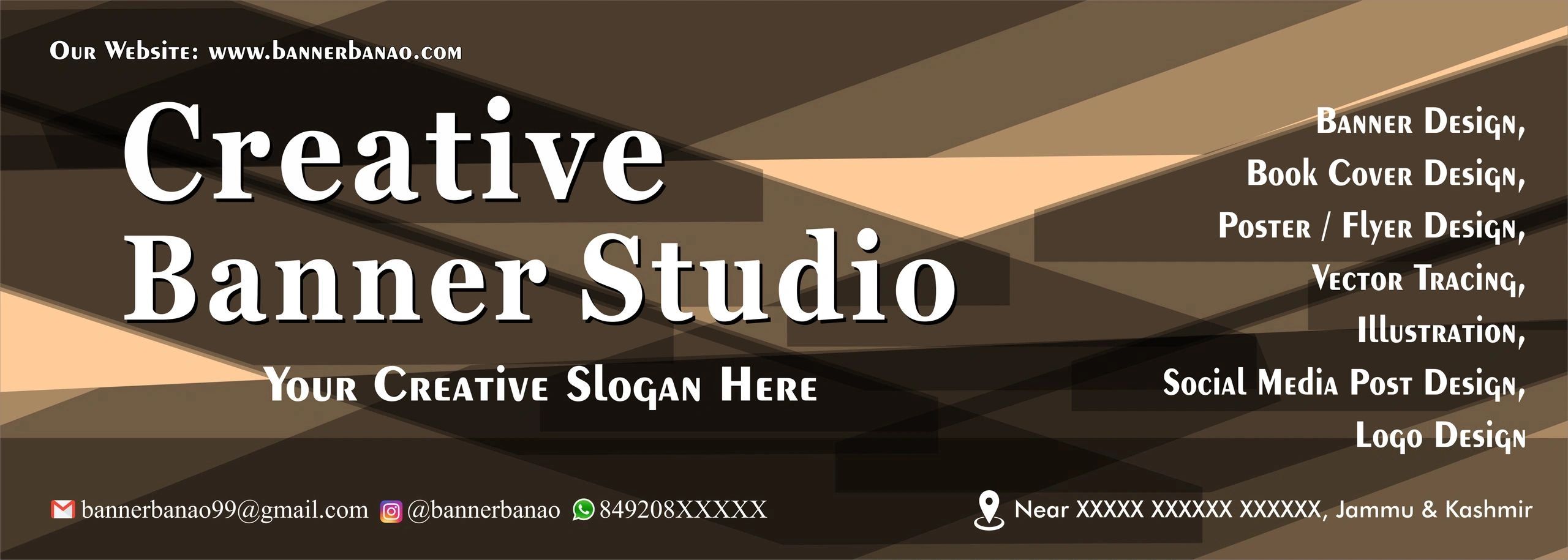 Elegant sand beige geometric banner design template for business branding, advertising & promotions
