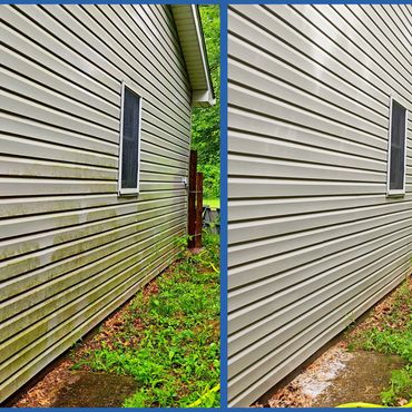 House Wash clean green algae on vinyl siding