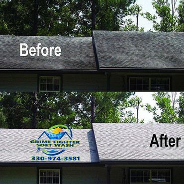 roof wash soft wash safely clean moss and black streaks on shingle roof