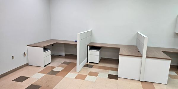 Refurbished Haworth 5x6 cubicles with 53 inch panels, freestanding design with no wall panels.