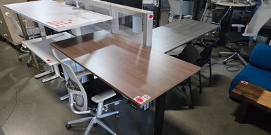 Shop new 30"x60" modern walnut sit-to-stand desks for $480 at NWC Office Furniture. 