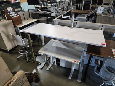 "White Knoll 30x72 Sit-to-Stand Desk – Dual-motor, three-stage height adjustment frame. $800" 