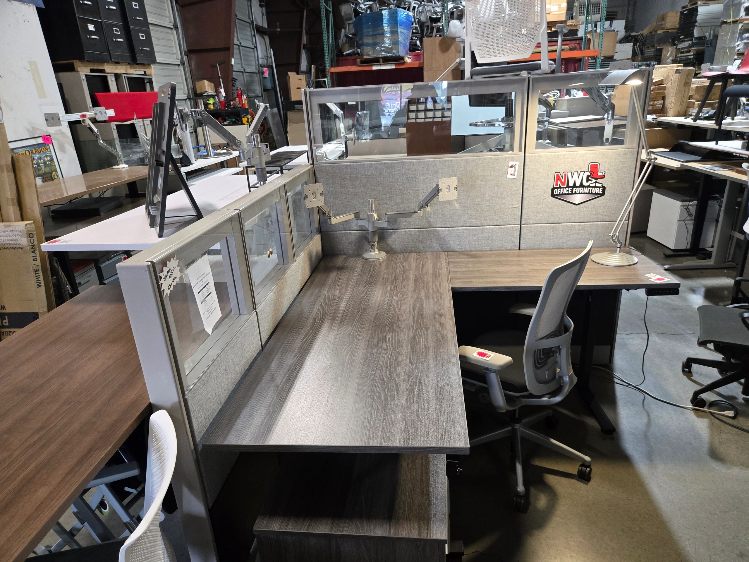 Refurbished Herman Miller cubicle with new sit-to-stand desk, NWC Office Furniture in Vancouver WA 
