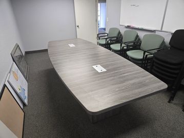 Newport Gray 10 foot boat shaped conference table in modern office setting in Portland 
