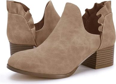 tan, shoes, boots, ankle boots, frills