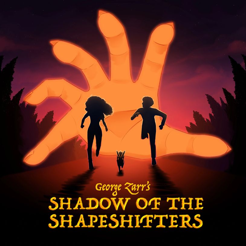 A podcast cover for the sci-fi fantasy audio drama Shadow of the Shapeshifters by George Zarr. 
