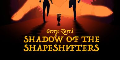 A podcast cover for the sci-fi fantasy audio drama Shadow of the Shapeshifters by George Zarr. 