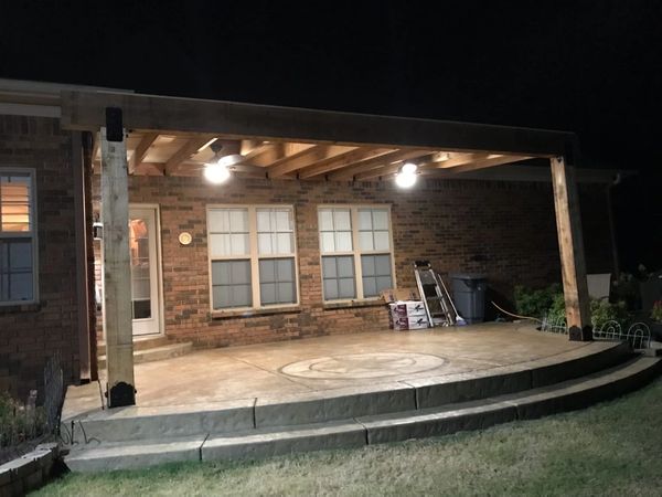 Covered patio with cedar posts & beam