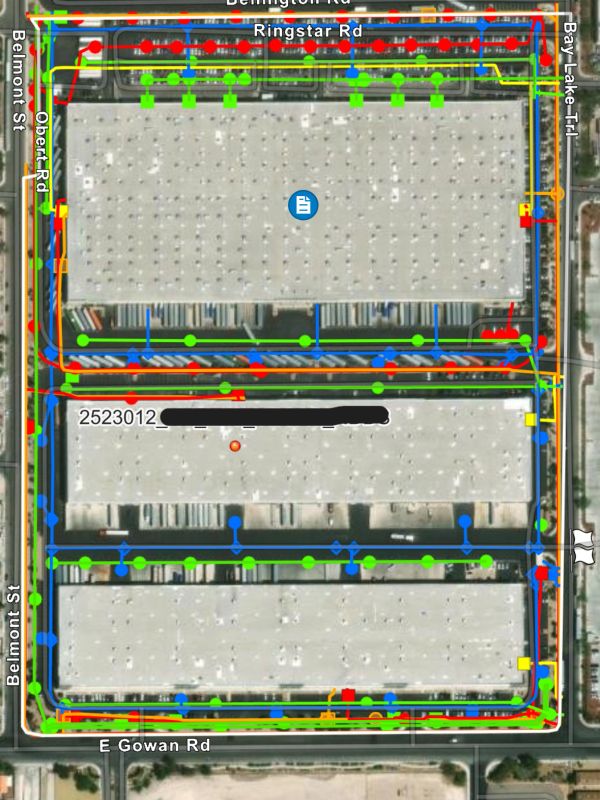 Large warehouse project showing all utilities located. 