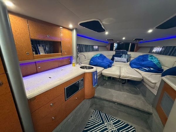 Cabin V birth and kitchen