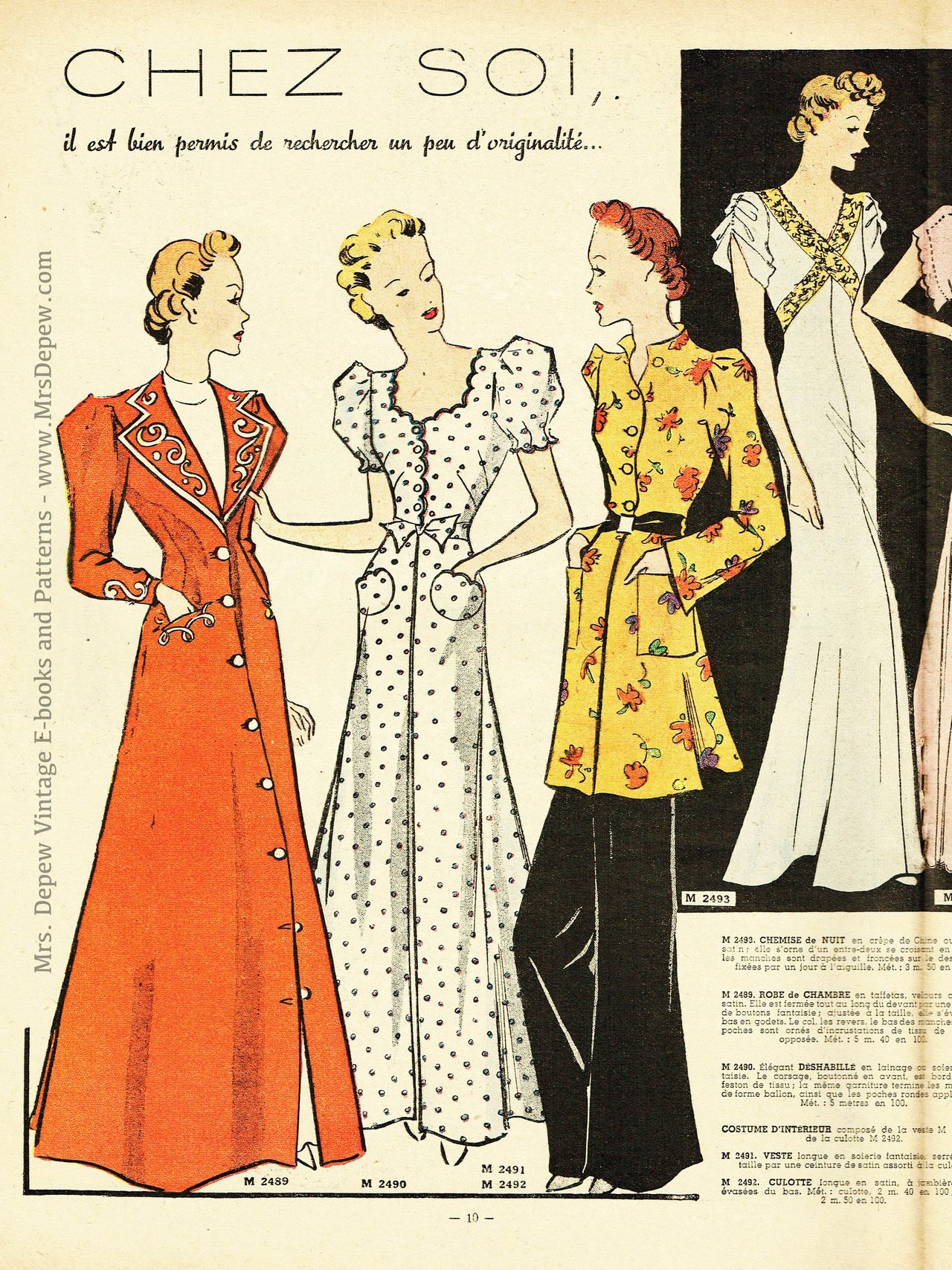 1937 French Lingerie Sewing Patterns: La Mode et la Maison