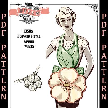 1950s Vintage Sewing Pattern Flower Petal Apron Full or Half 3215 - INSTANT DOWNLOAD PDF leaf bib