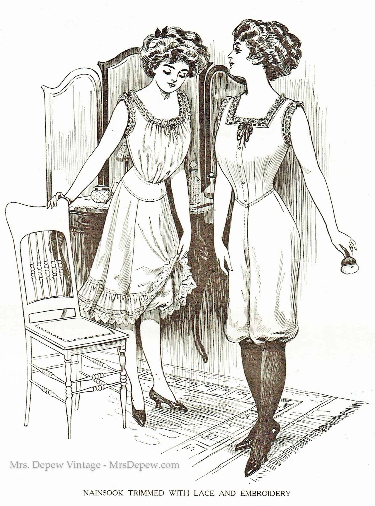 Edwardian Lingerie Set Corset Cover and Petticoat 1900s 