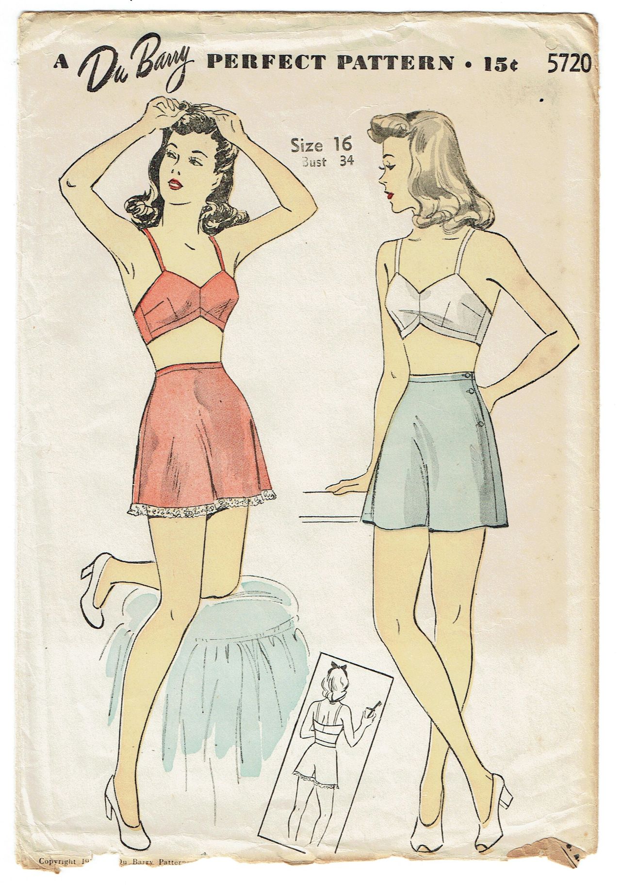 Vintage 1950's Brassiere PDF Sewing Pattern Bust 37 and 39