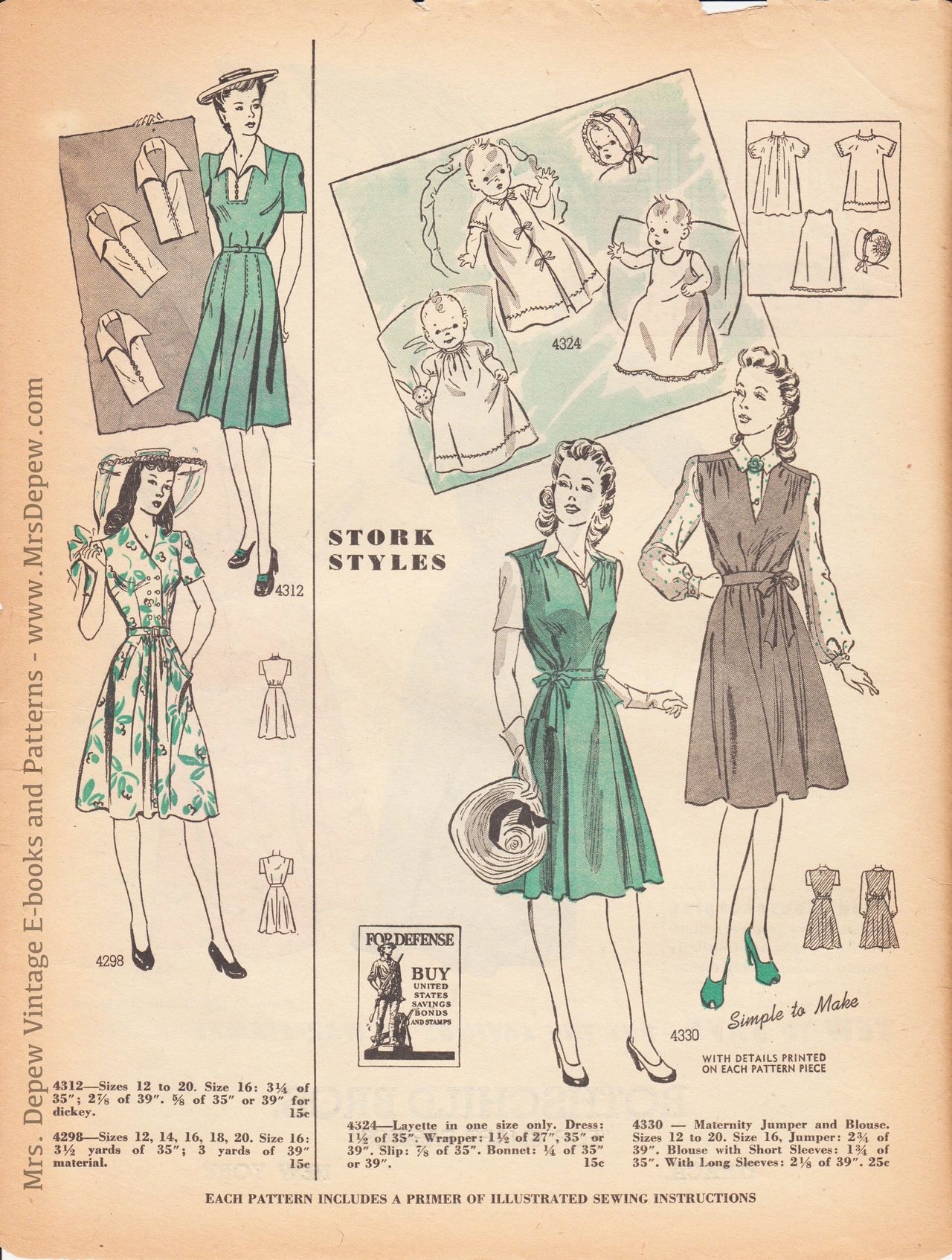 Multi Size Vintage Sewing Pattern 1930s Ladies' Wrap Dress 3073 32