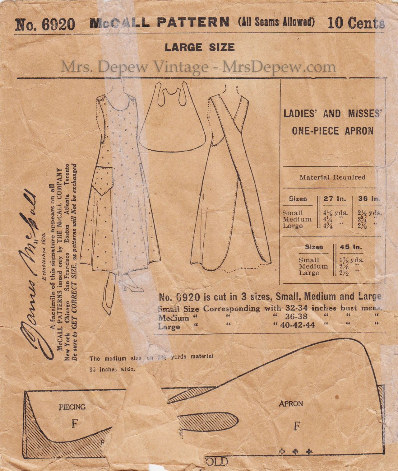 1950s Protect and Serve Apron from the Mad Men Era - #5005 – Decades of  Style Pattern Company