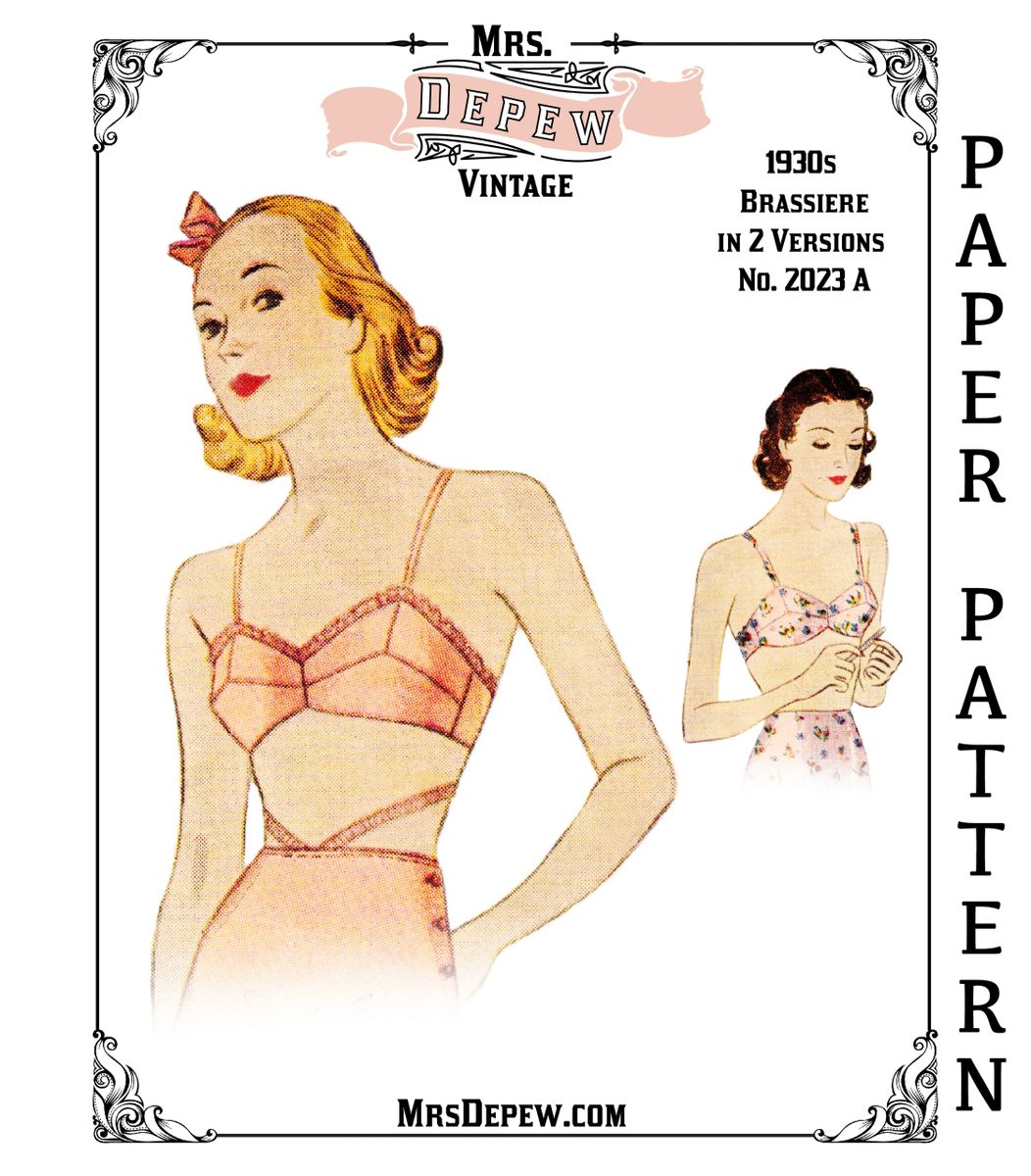 Vintage Sewing Pattern Multi Size 1930s Bra in 2 Versions 32-50