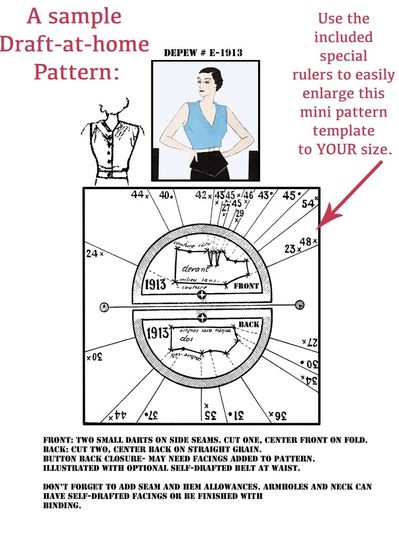 A sample of our dragt at home sewing patterns and what the miniature pattern templates look like.