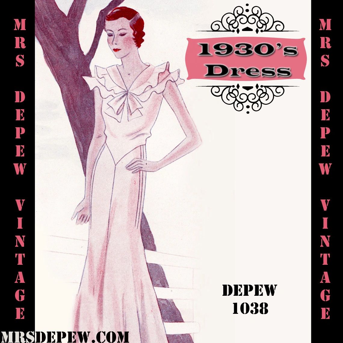 D-A-H Vintage Sewing Pattern 1930s Dress in Any Size in Any Size