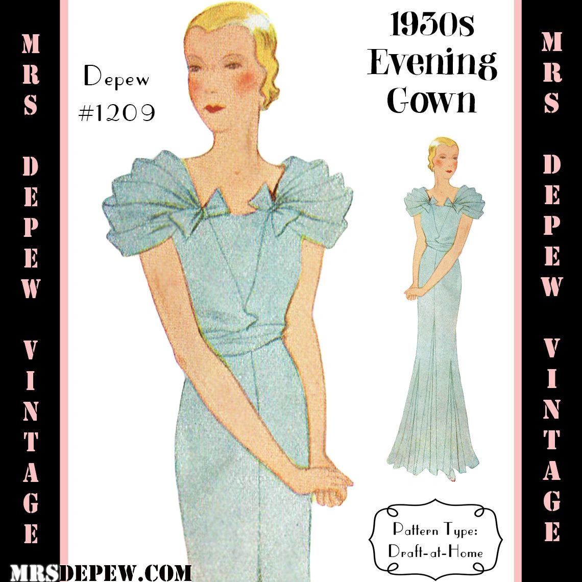 D-A-H Vintage Sewing Pattern 1930s Evening Gown in Any Size- PLUS Size Included- 1209 D-A-H Vintage Sewing Pattern 1930s Evening Gown in Any Size- PLUS Size Included- 1209
