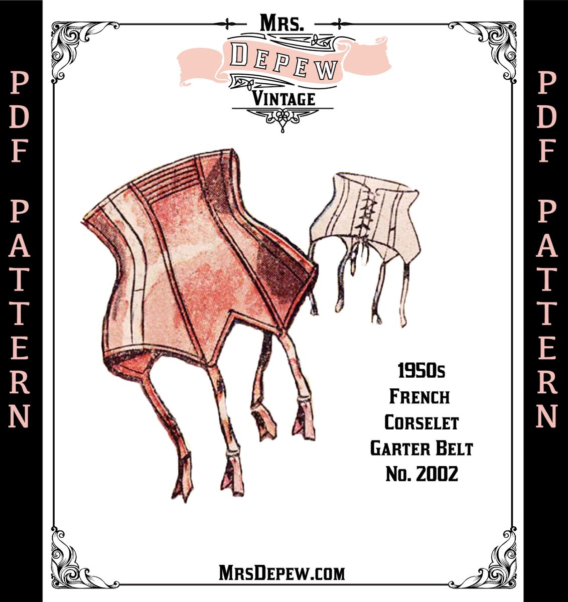 Vintage Sewing Pattern French 1950s Pin Up Corset Garter Belt Digital  Pattern 23-45" Waist Depew 2002-INSTANT DOWNLOAD
