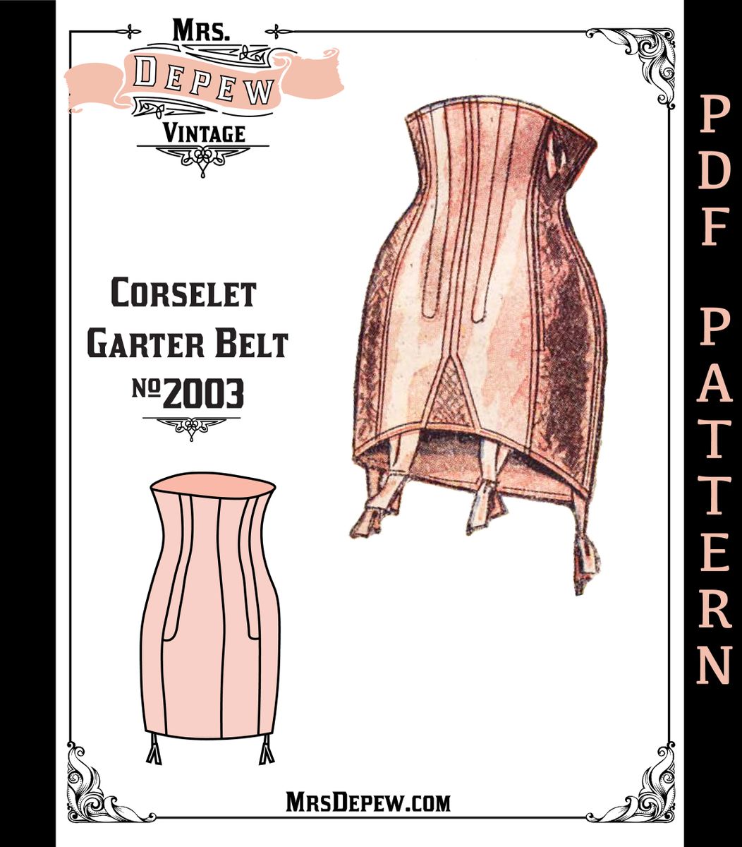 Vintage Sewing Pattern 1950s French Corselet Garter Belt Corset #2003  -INSTANT DOWNLOAD