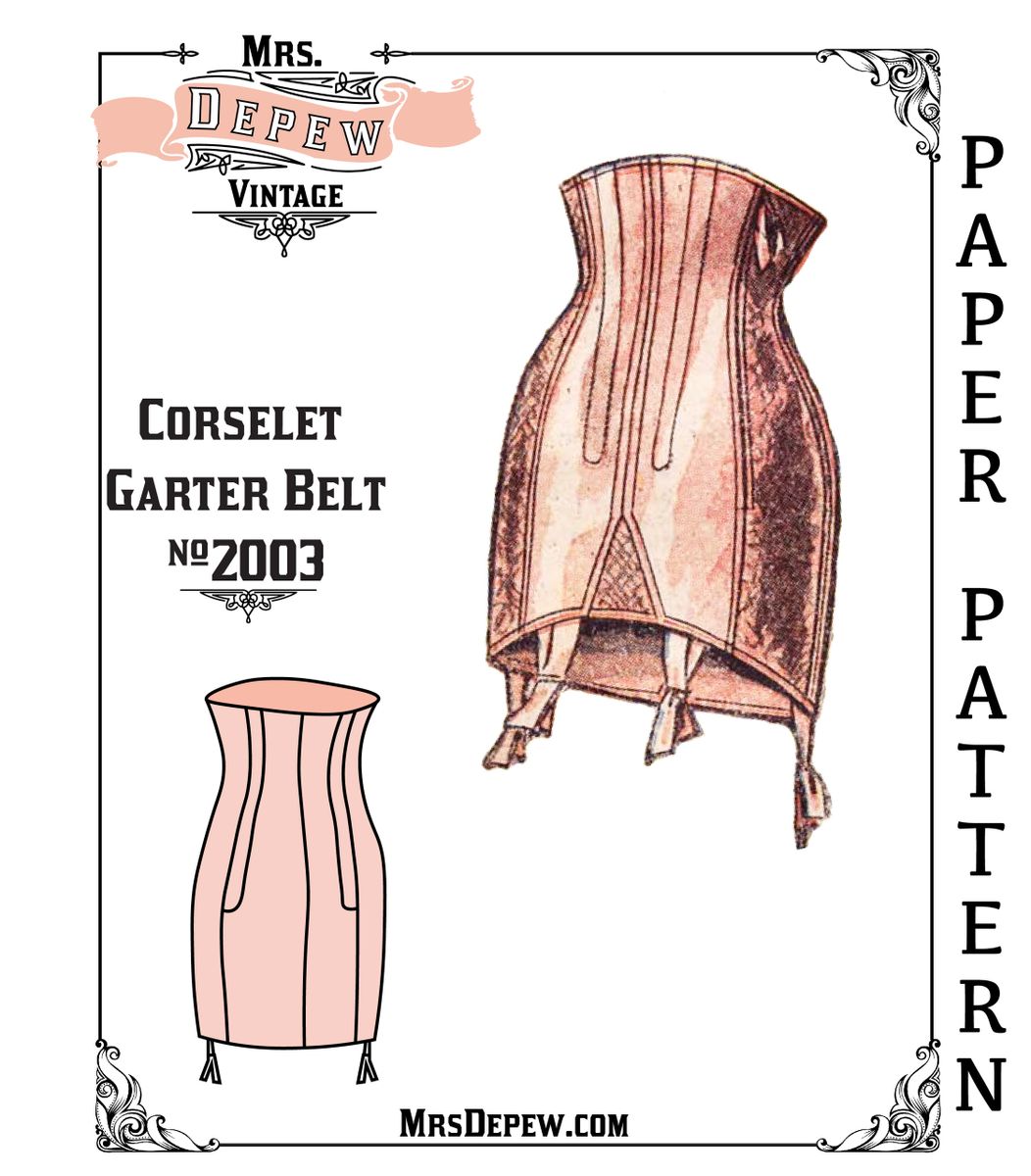 Vintage Sewing Pattern 1950s French Corselet Garter Belt Corset #2003-  PAPER VERSION