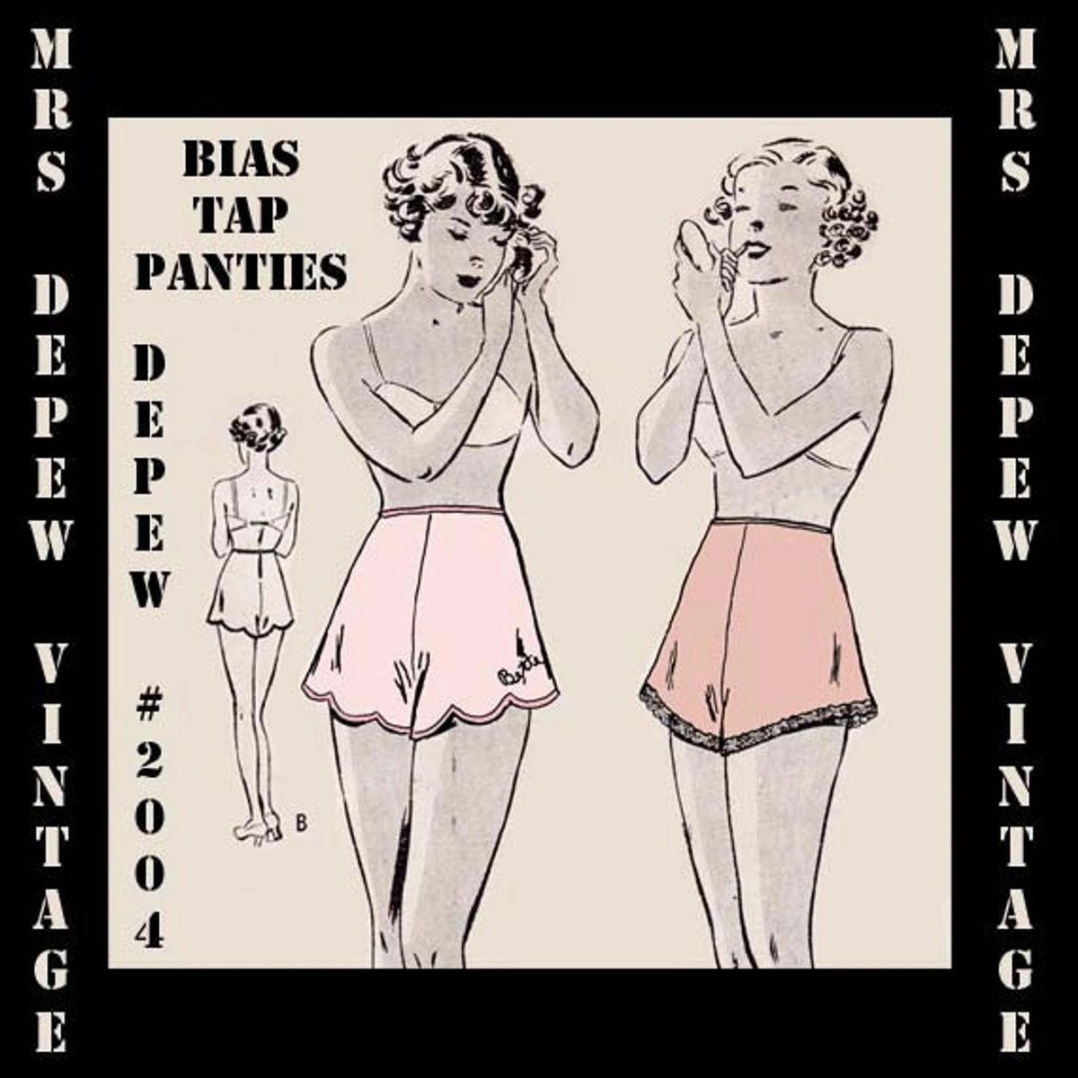 Vintage Sewing Pattern Bra and Tap Pants Print at Home 1940s Lingerie Multi  Size 2587B INSTANT DOWNLOAD 